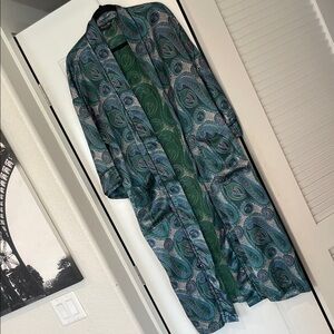 Christian Dior Monsieur Teal Paisley Silky Robe